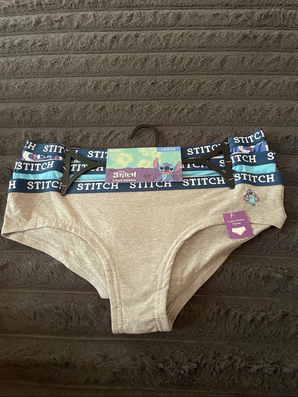3-Pack Disney Womens Stitch Cotton Hipster Panty Large NWT